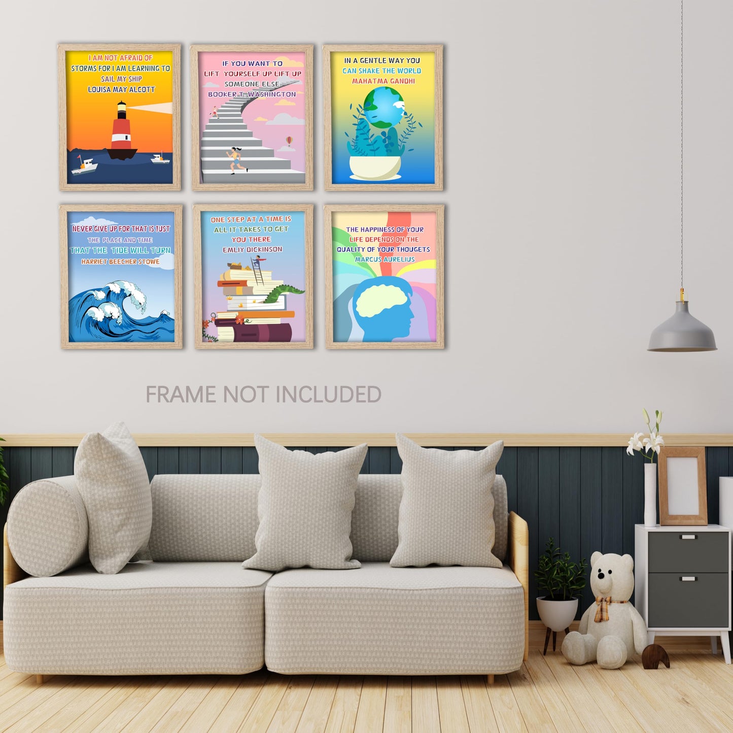 KDMAZH 6pc Set Inspirational and Motivational Classroom Posters, Language educational poster, Positive Posters, for Middle and High School Classroom Decorations ,8×10Inch,Unframed