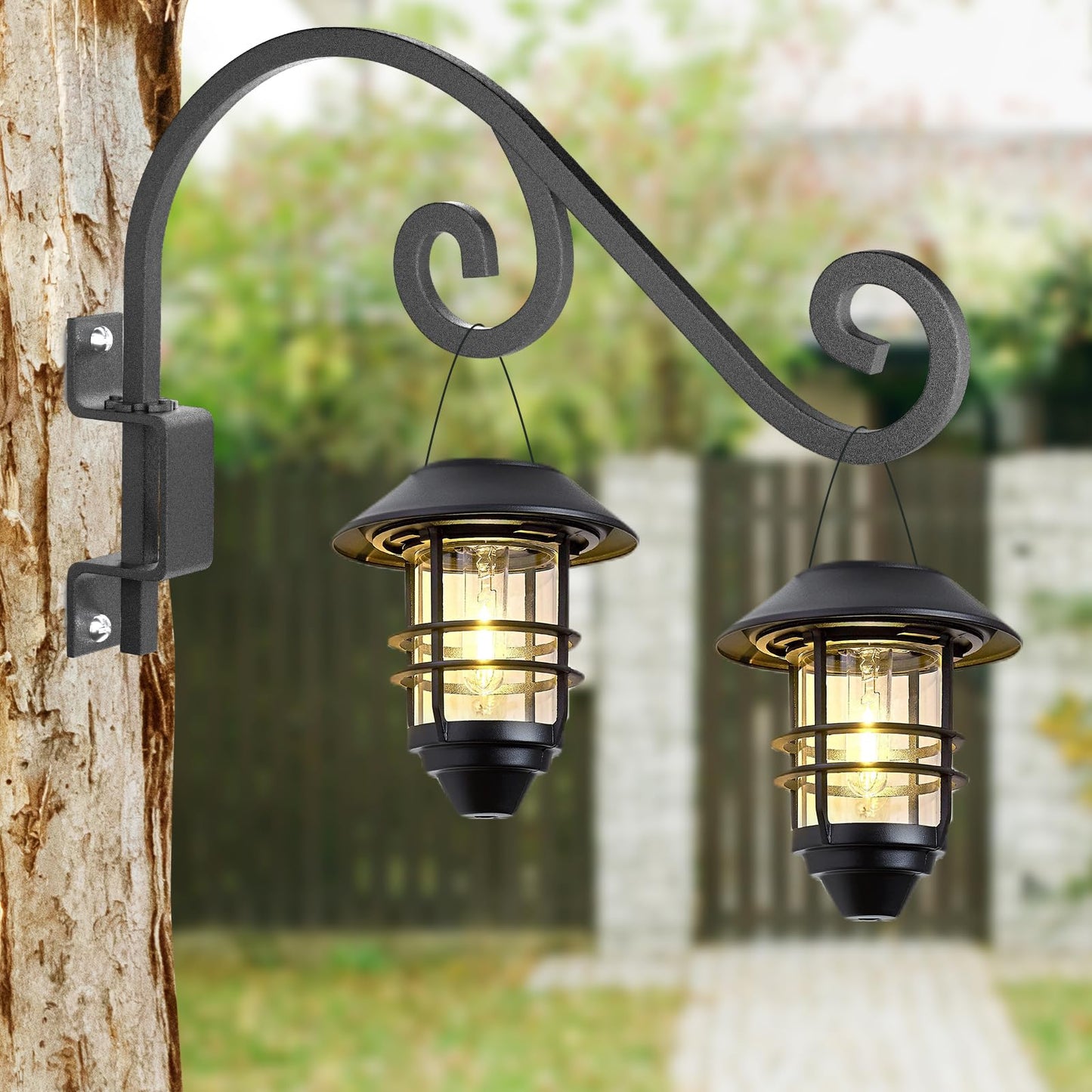Swivel Plant Hangers Outdoor: 2 Pack 16 Inch Metal Hanging Plant Bracket Sturdy Wrought Iron Plant Hooks Indoor Wall Mount for Hanging Bird Feeders, Lanterns, Flower Baskets, Wind Chimes, Black