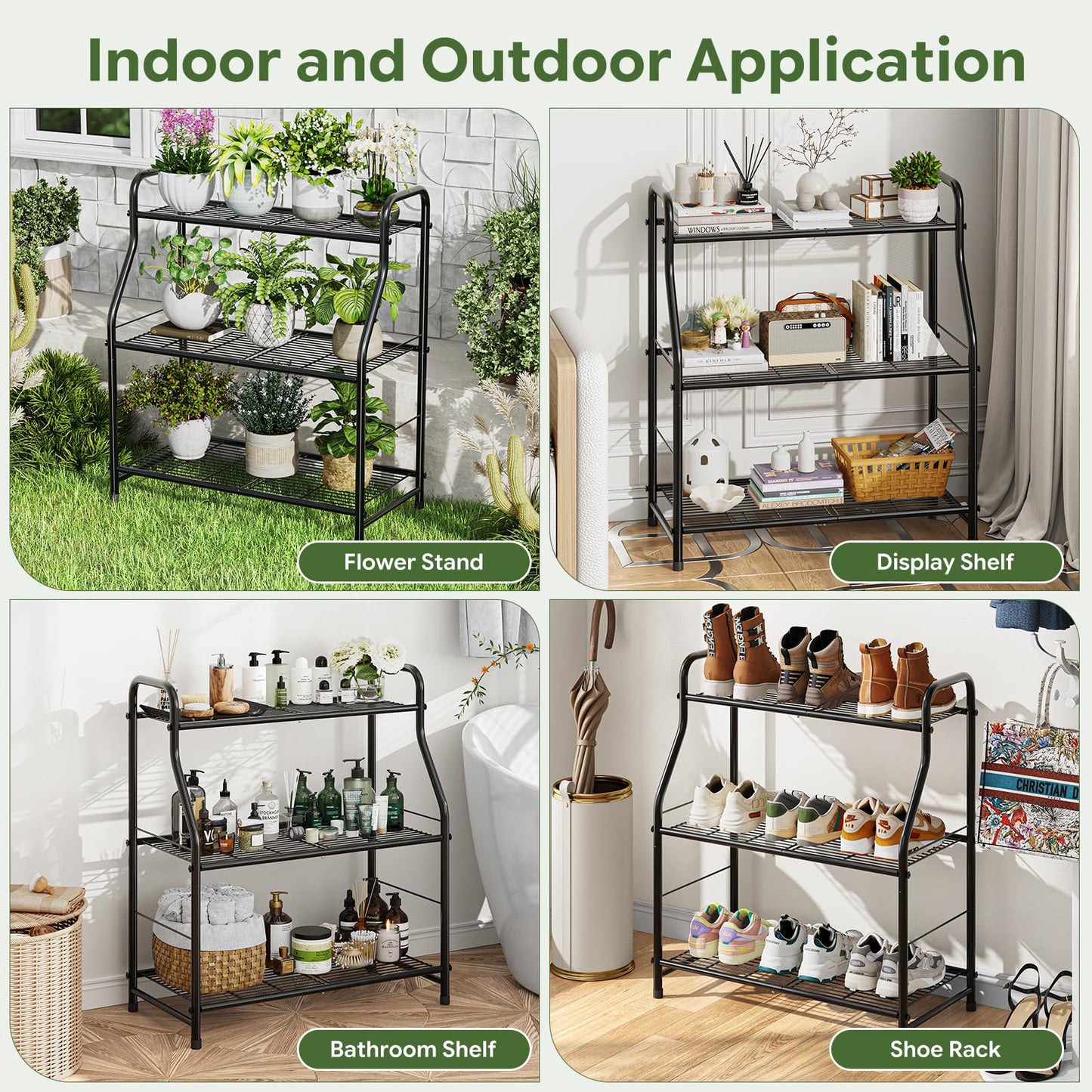 Simple Trending Plant Stand Indoor Outdoor, Plant Shelf for Multiple Pots Metal, 3 Tiers Large Plant Holder for Living Room Garden Balcony
