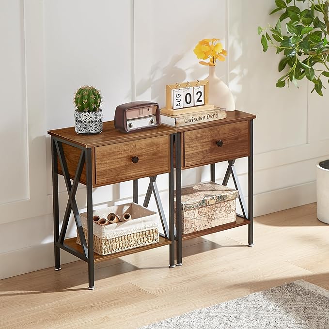 VECELO Nightstands Set of 2, Modern Bedside End Tables, Night Stands