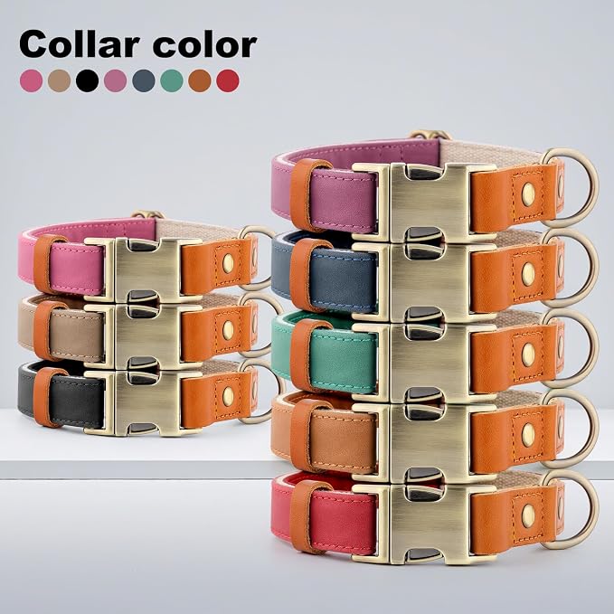 Plutus Pet Genuine Leather & Hemp Dog Collar – Adjustable Heavy Duty Pet Collar with Quick Release Metal Buckle, Soft & Stylish for Puppy and Small, Medium, Large Dogs (Red, XS)
