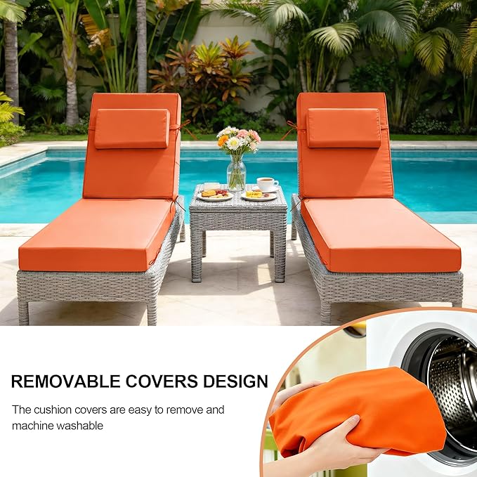Chaise Lounge Cushions Outdoor 72x21x6 Inch, Fade Resistant 6'' Thicken Outdoor