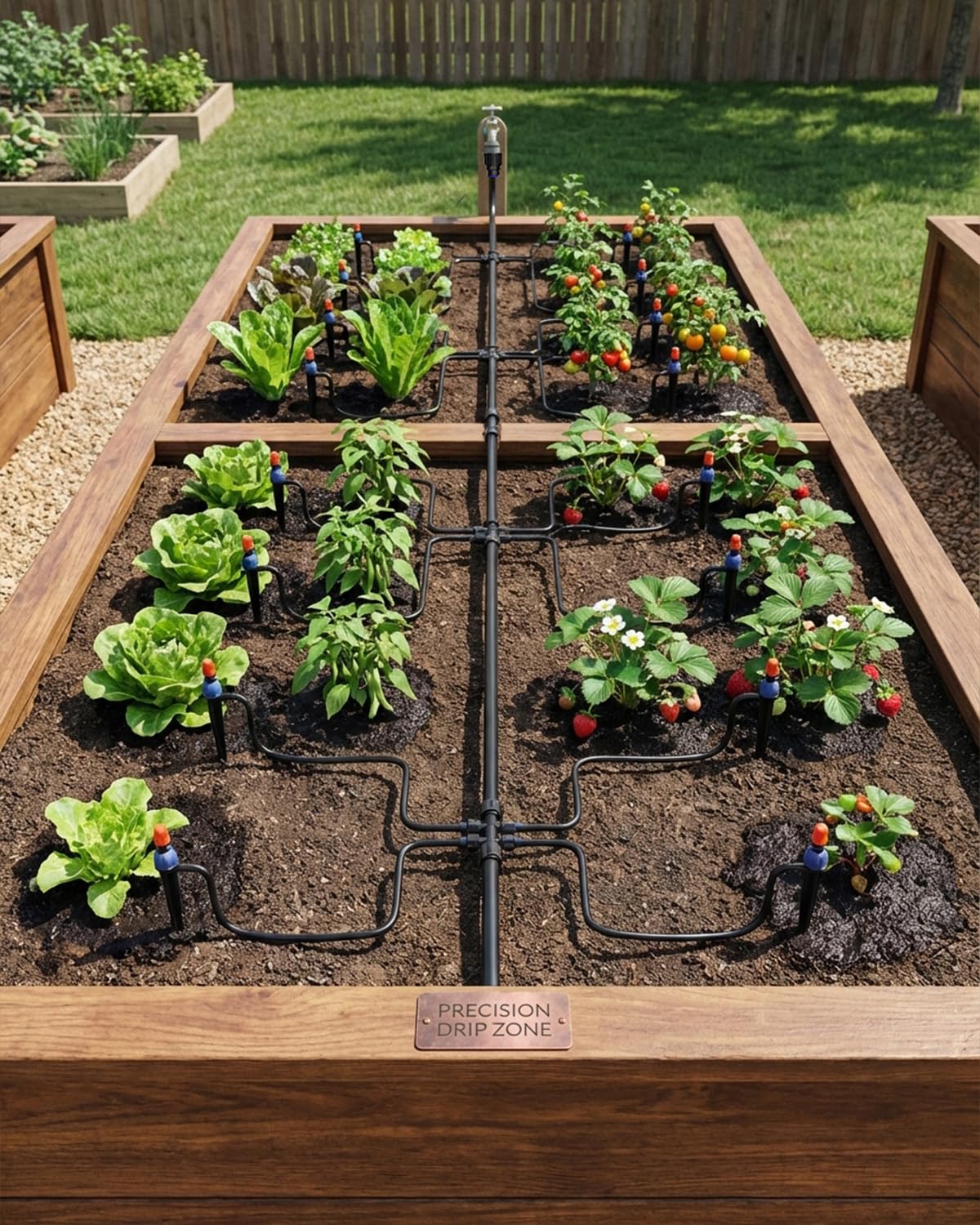 MYMULIKE Drip Irrigation System, 1/2" Main Pipe & 1/4" Branch Pipe, Adjustable Drip Emitters, Automatic Irrigation Kit Garden Watering System for Flower Bed, Raised Beds, Lawn, Greenhouses