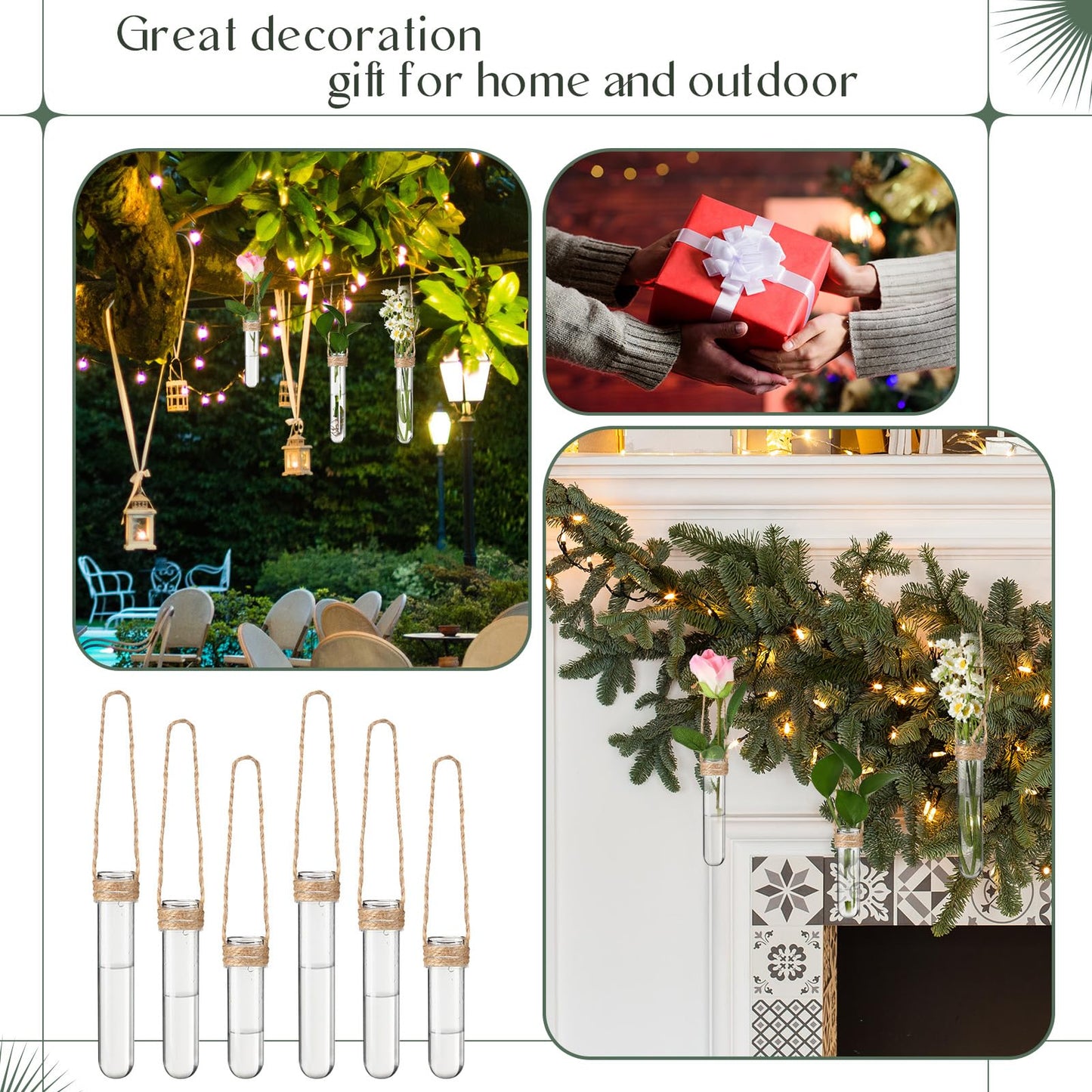 Baderke 12 Pack Wall Hanging Propagation Station Plastic Test Tubes Planters Wall Terrarium for Home Office Plant Hanger Flower Vases Hydroponic Cuttings Office Garden Flowers Walls Decor Lover Gift
