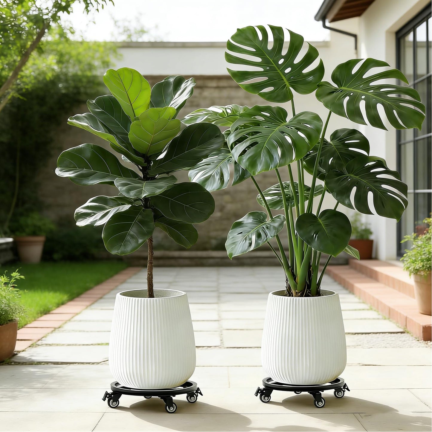 Vigorwise 12 Inch Plant Caddy with Wheels, 2Pack Heavy Duty Plant Stand with Wheels, Metal Rolling Plant Stands for Pots Planter Holds Up to 400Lbs