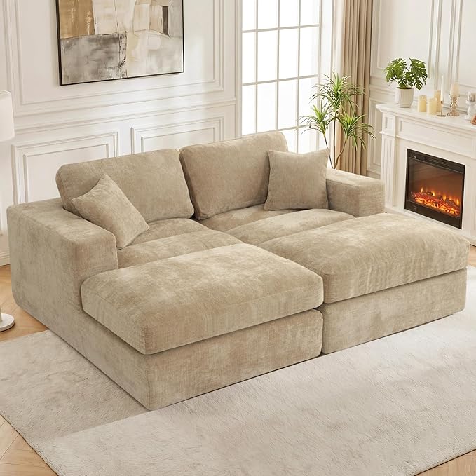 80.7" Oversized Double Chaise Lounge Chair Indoor, Cloud Boneless Sleeper Sofa