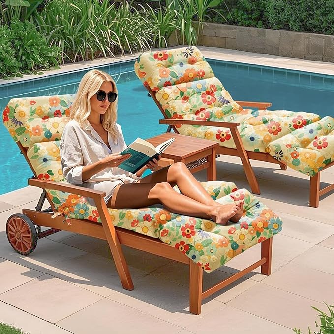Outdoor Chaise Lounge Chair Cushion 75.1 x 22.8 x 4.7 Inches 100% Waterproof
