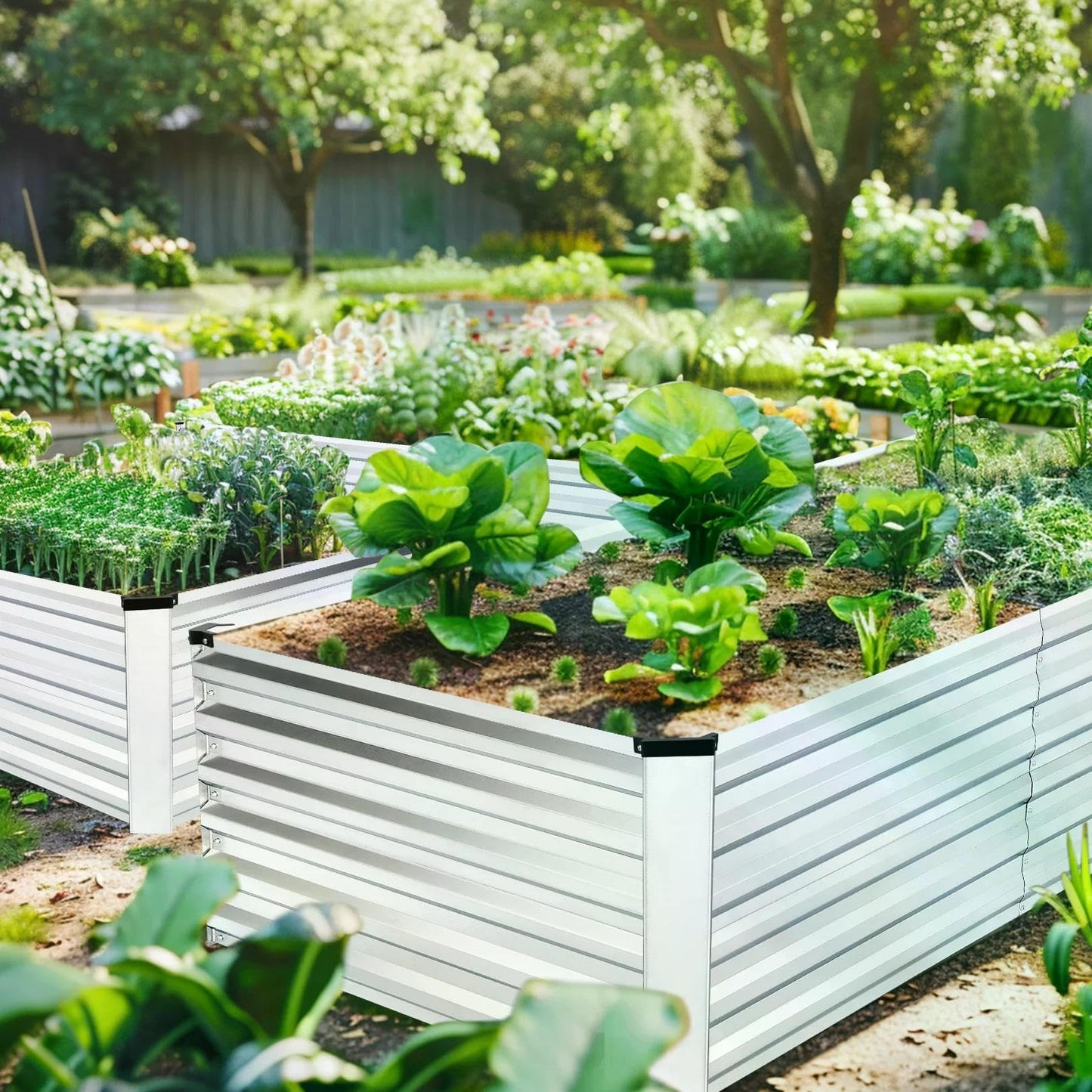 SEJOV 6x3x2ft Raised Garden Bed Kit, Galvanized Planter Raised Garden Boxes Outdoor, Deep Root Raised Planter w/Anti Cutting Strip, Large Metal Raised Garden Bed for Vegetables Flowers Herbs, Silver