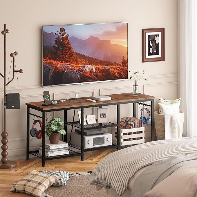 YGEOMER Entertainment Center for TVs Up to 55 Inch, TV Stand
