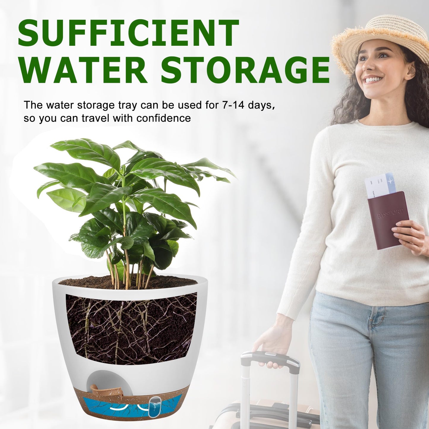 QRRICA 10/9/8/7.5/7 Inch Self Watering Pots and 12/10/9 Inch Water Level Indicator Plant Pots