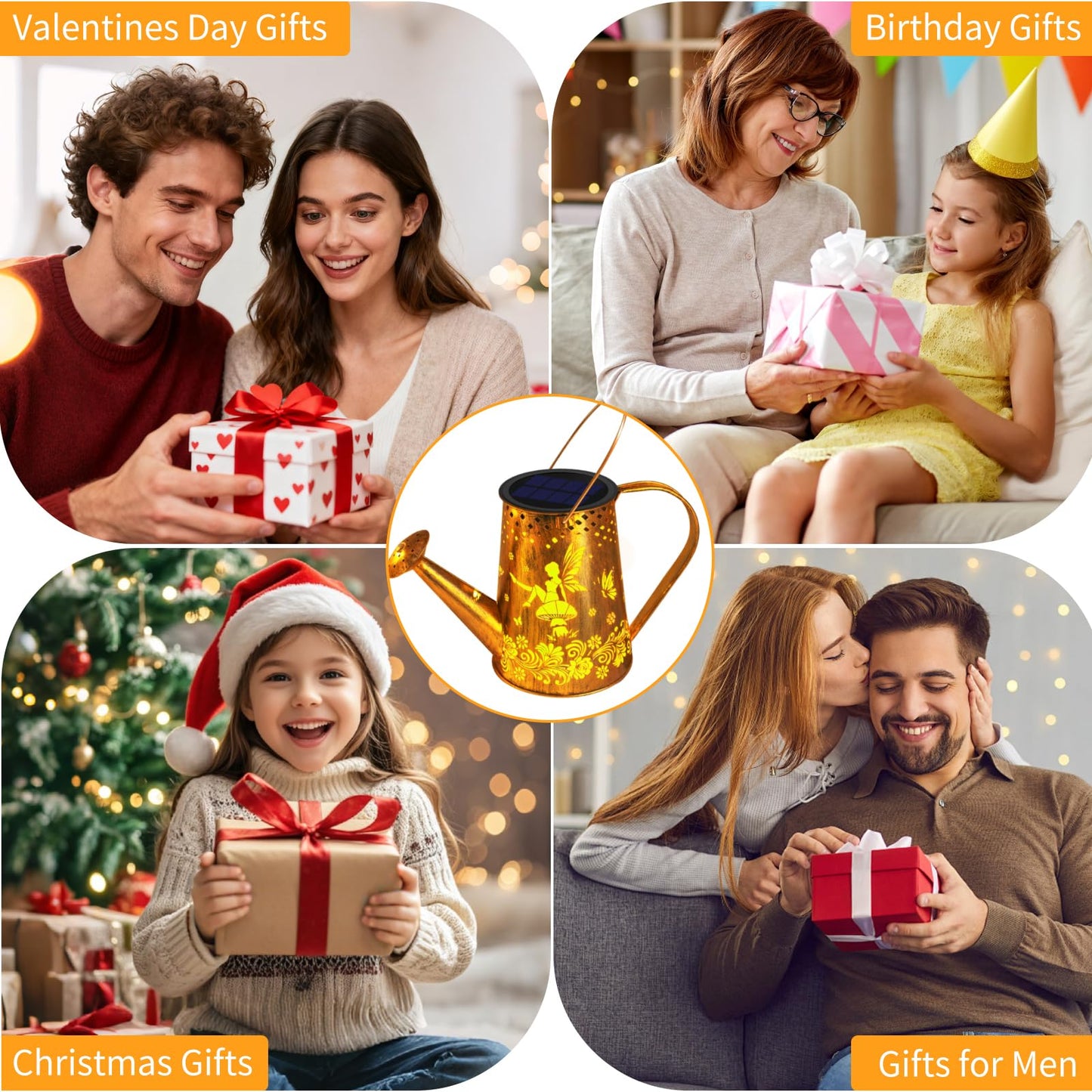 YJFWAL Solar Watering can with Lights, Unique Gifts for Mom Grandma Women Birthday, Waterproof Gardening Gifts Watering Can with Cascading Lights Outdoor Decor for Garden Patio Yard Pathway Backyard