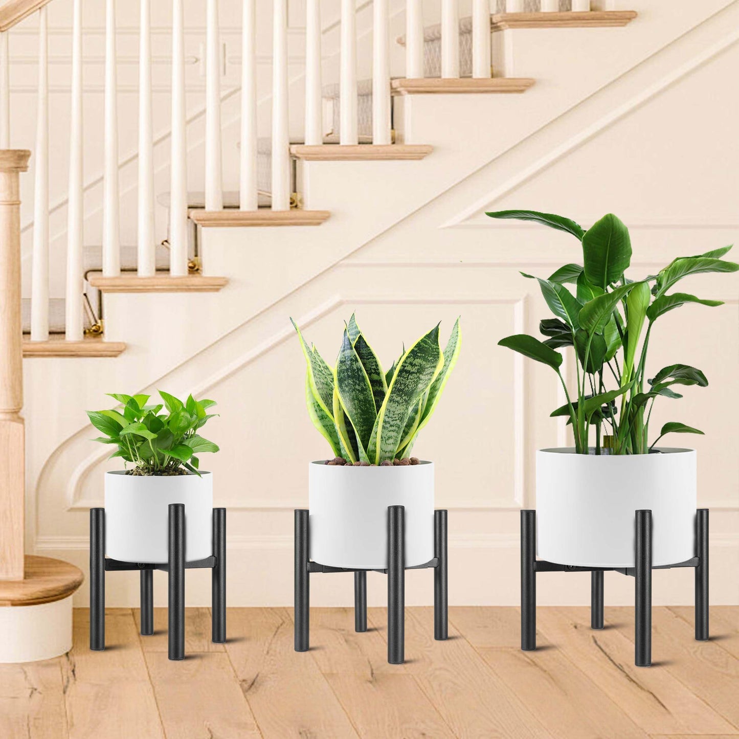 NSYOOMH Adjustable Metal Plant Stand Black, Fits 6-10 Inch Heavy Duty Flower Pots Holder - Floor Single Plant Stands Indoor Outdoor for Corner Planter Outside Potted Plants (Pot Not Included)