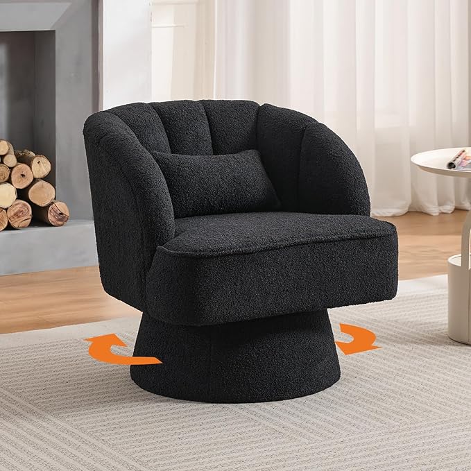 Garvee Ultra-Plush Swivel Accent Chair, 360° Barrel Lounge Chair
