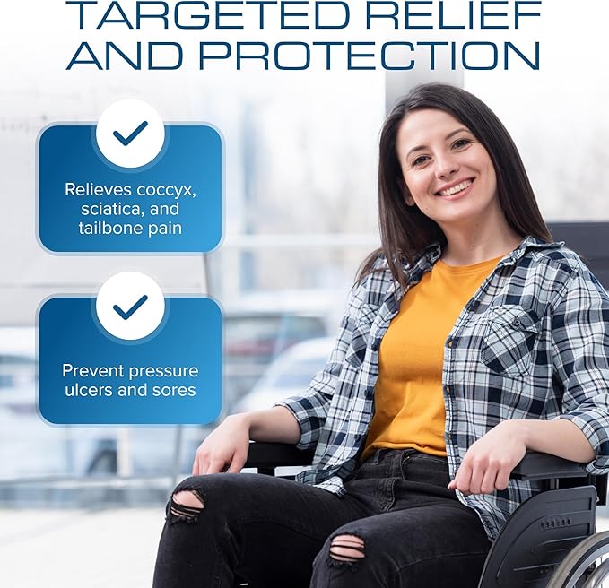Kölbs Gel Extreme Wheelchair Seat Cushion, Coccyx, Sciatica & Tailbone Pain Relief, Ideal for Office, Kitchen Wheelchairs and Auto, 18 x 16 Inch Seat, 3 Inch Thick