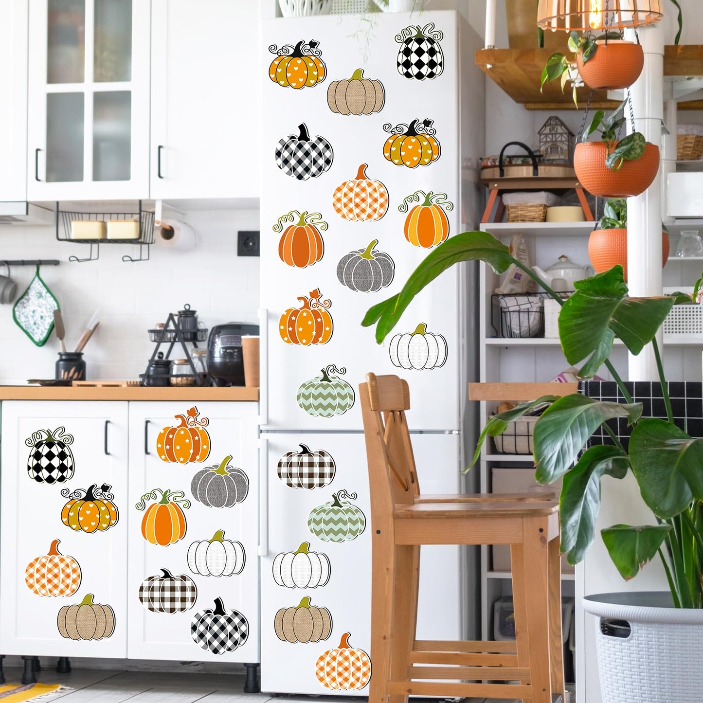 Hoteam 30 Pcs Thanksgiving Fall Pumpkin Refrigerator Fridge Magnets Orange Buffalo Plaid Pumpkin Car Magnets Decoration Thanksgiving Garage Door Magnetic Decals Stickers for Home Mail Box Party Favors
