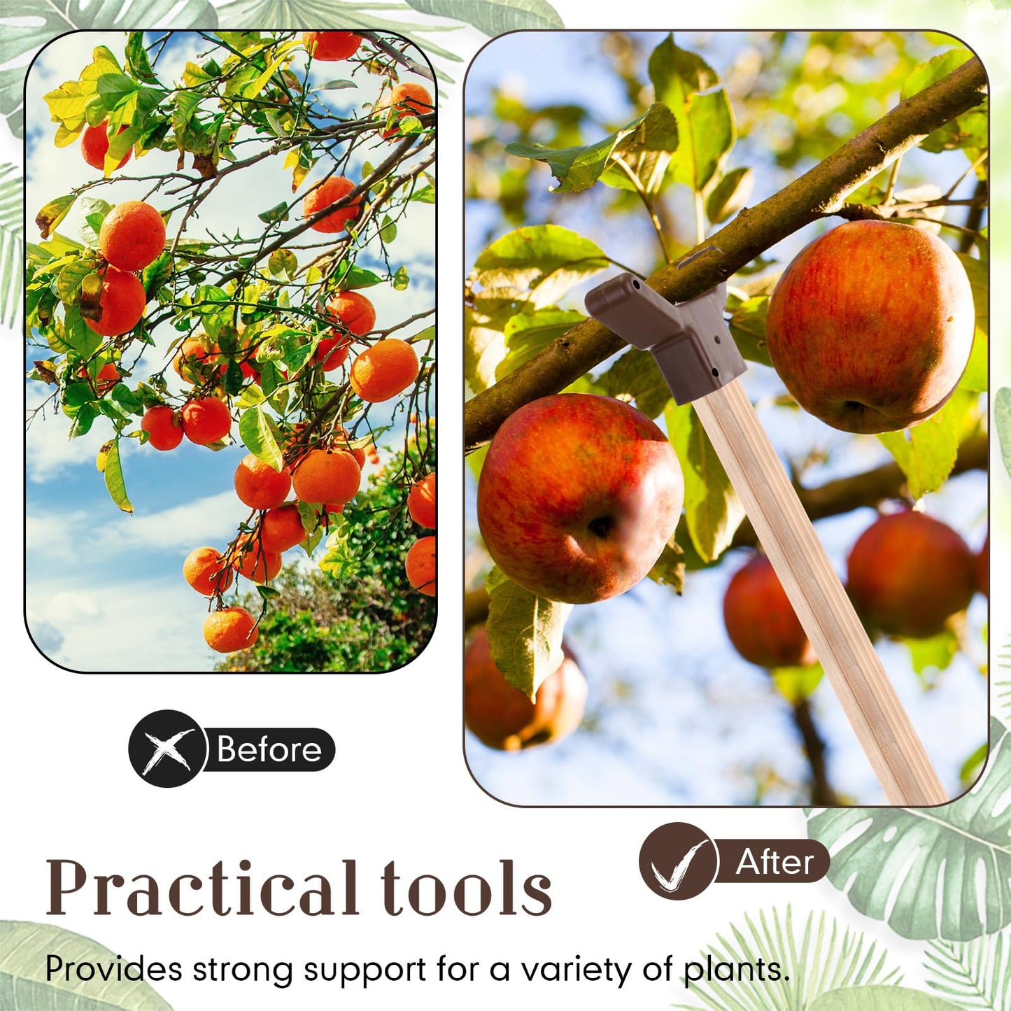 Yungyan 4 Pcs Tree Support, Plastic Fruit Branch Support Device Tree Brace Prevent Them from Breaking for Vineyards Ornamental Gardens Orchards Fits on Standard 1.57 x 1.57 Inch Lumber (Brown)