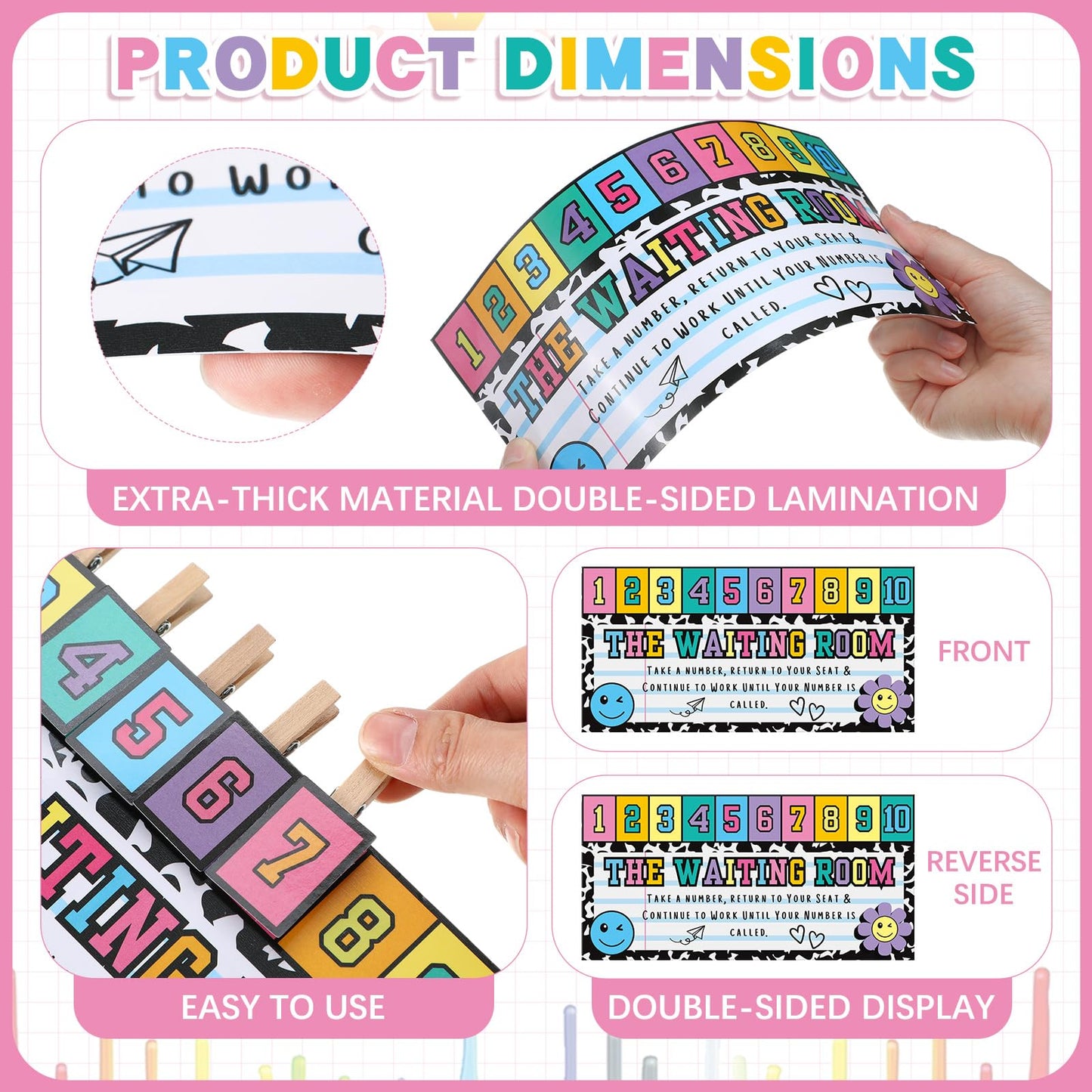 Tinlade Composition Notebook Classroom Management Tools Teacher Waiting Room Sign Girl Style Waiting Room Numbers Classroom Set with Wooden Clips for Back to School Elementary Teacher Supplies