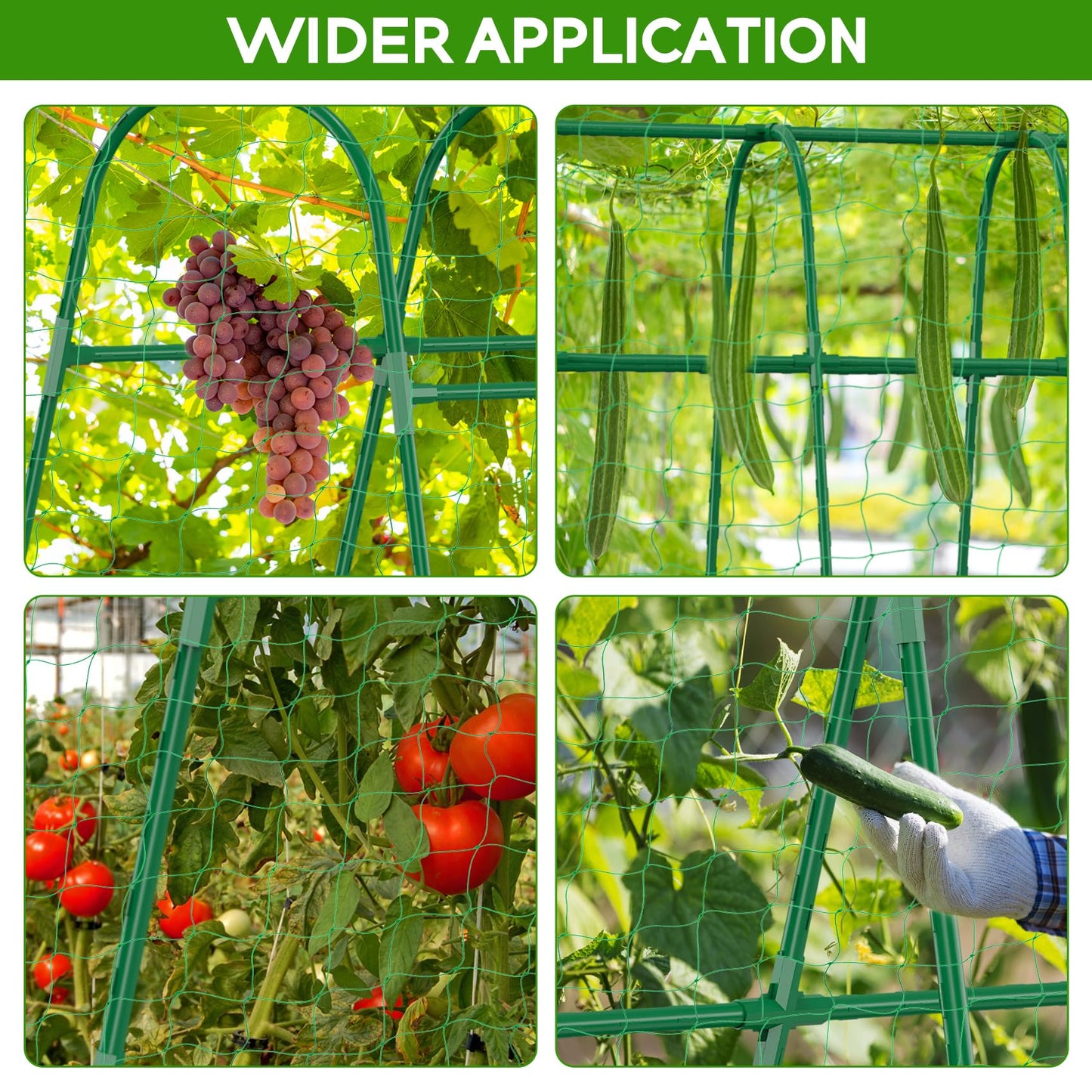 Unves 48"×48" Cucumber Trellis, U-Shape Garden Cucumber Trellis for Raised Bed & Climbing Plants Outdoor, Metal Plant Support Arch Trellis for Vegetables, Pea, Bean, Grape