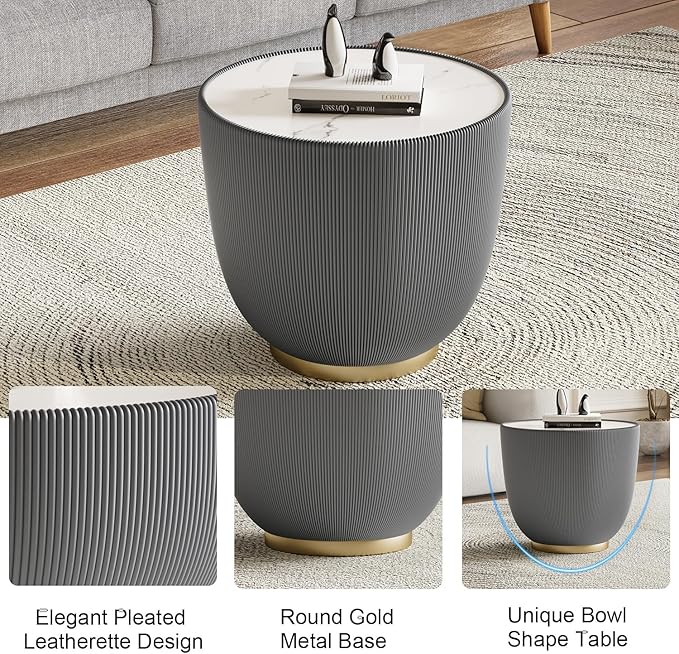 SSLine Bowl-Shape Small Coffee Table Modern Sintered Stone Top Coffee Table in