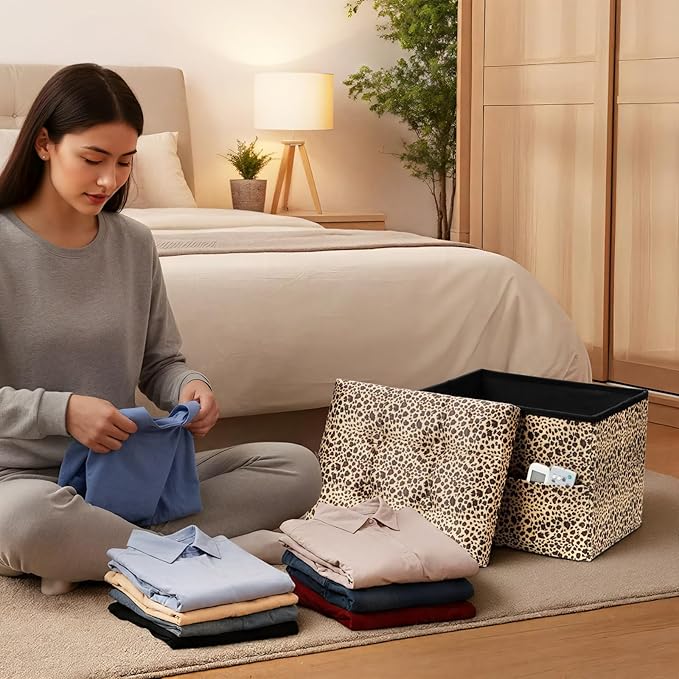 AmasSmile Storage Ottoman Folding Foot Rest Stool