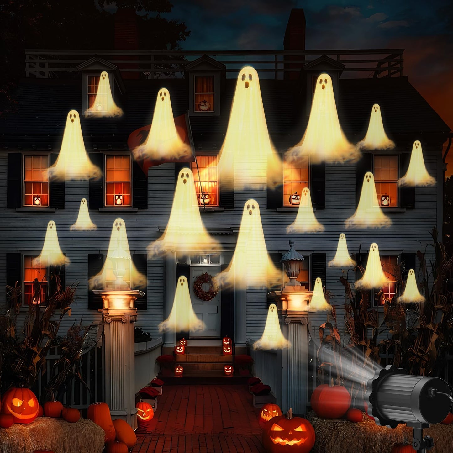 Halloween Projector Lights Outdoor,3D Dynamic Ghost Decorations Light,2026 Upgraded Clearer Ghost HD Patterns,Night Light for Home Window Wall Halloween Decor