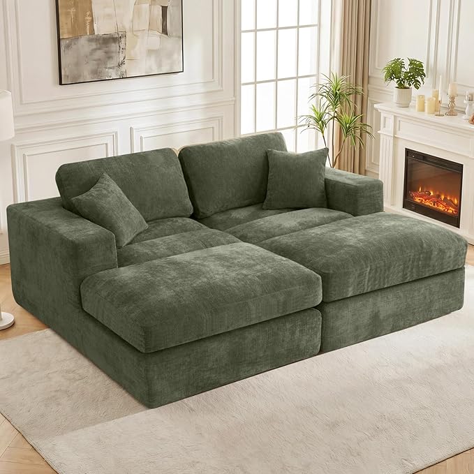 80.7" Oversized Double Chaise Lounge Chair Indoor, Cloud Boneless Sleeper Sofa
