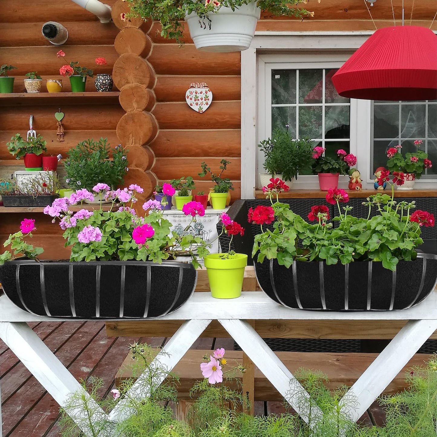 3PCS 36 Inch Planter Basket Liners Fabric Window Box Liners Felt Trough Planter Liner Replacement Black Flower Basket Liner Non-Woven Hanging Plant Liner for Planters Garden Fence - Avoid Bird Nesting