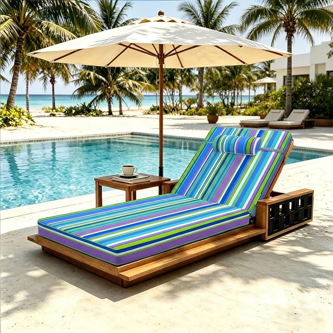 Chaise Lounge Cushion for Outdoor Furniture, Waterproof, Fade-Resistant and