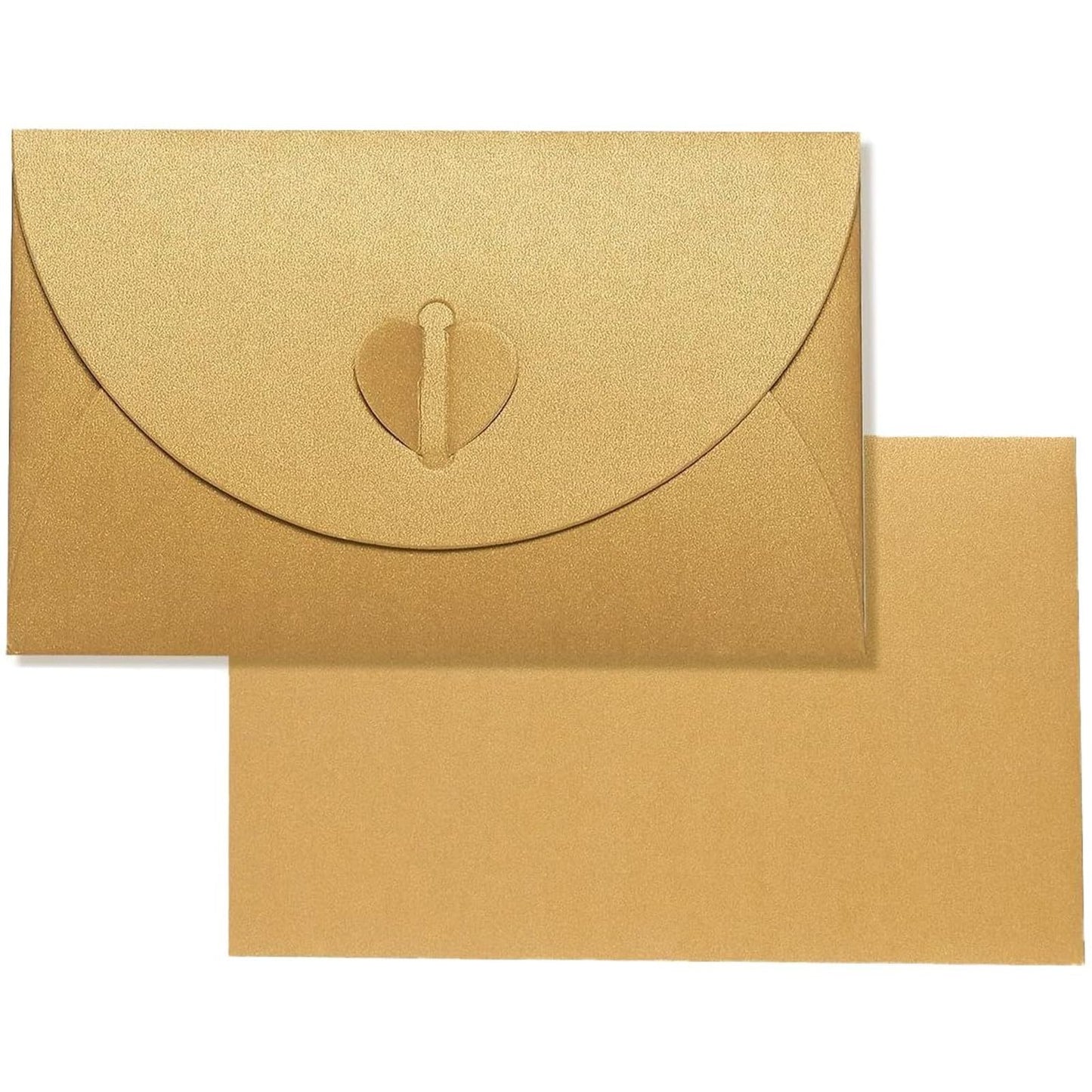 Juvale Fancy Gold Envelopes with Photo Paper & Heart Clasp - 6.8 x 4.3 In, 24-Pack - Gift Envelopes for Presents & White Postcards Included