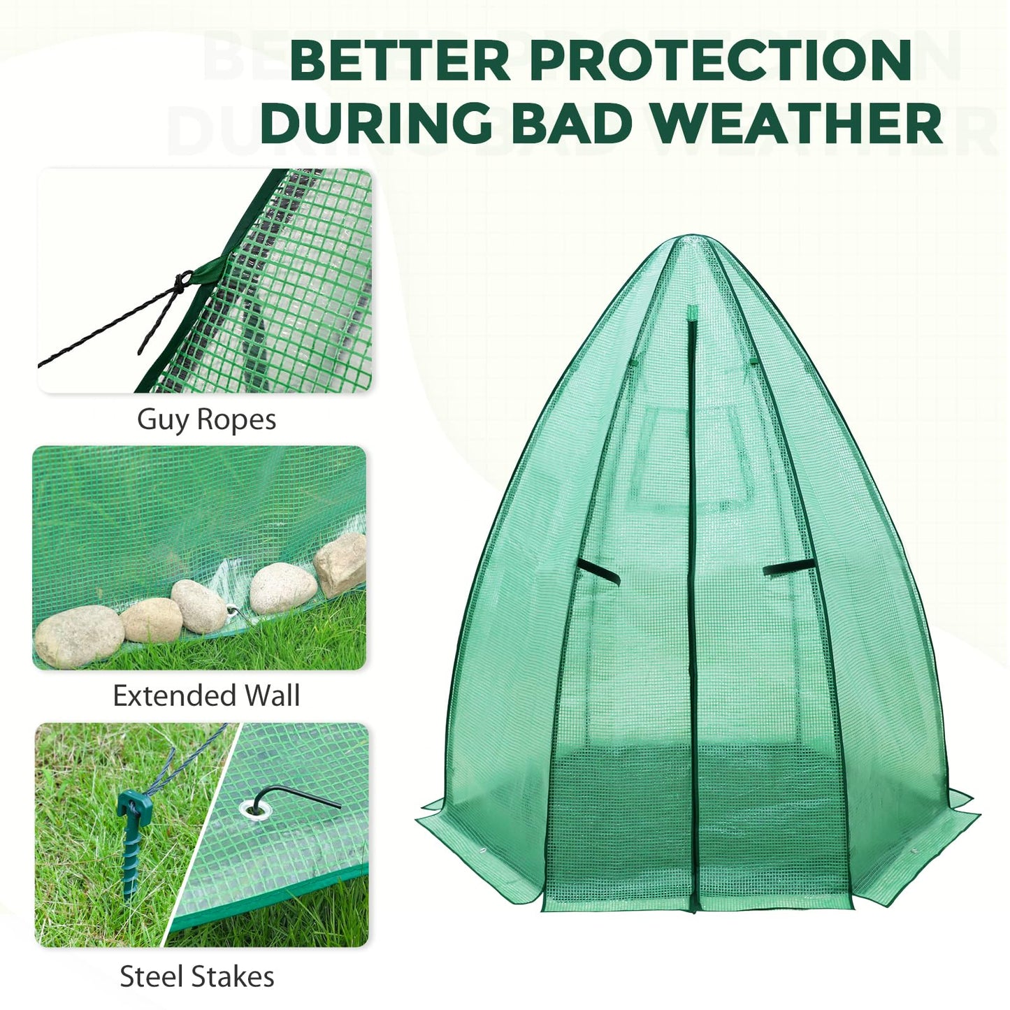 EAGLE PEAK Portable Mini Dome Greenhouse with Zippered Door and Mesh Window, Outdoor Mini Hexagon Greenhouse Kit for Indoor Outdoor Gardening 6' x 5'3'', Green PE Cover