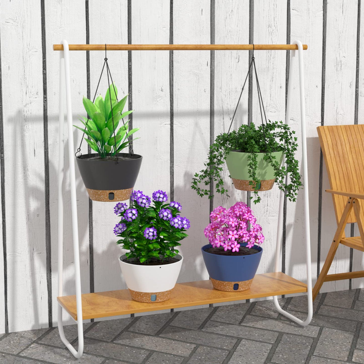 ZMTECH 2 Pack 10 Inch Hanging Planters for Indoor Plants, Modern Hanging Planter with Visible Water Level Window & Removable Tray, Decorative Plant Hanger Indoor for Home Garden