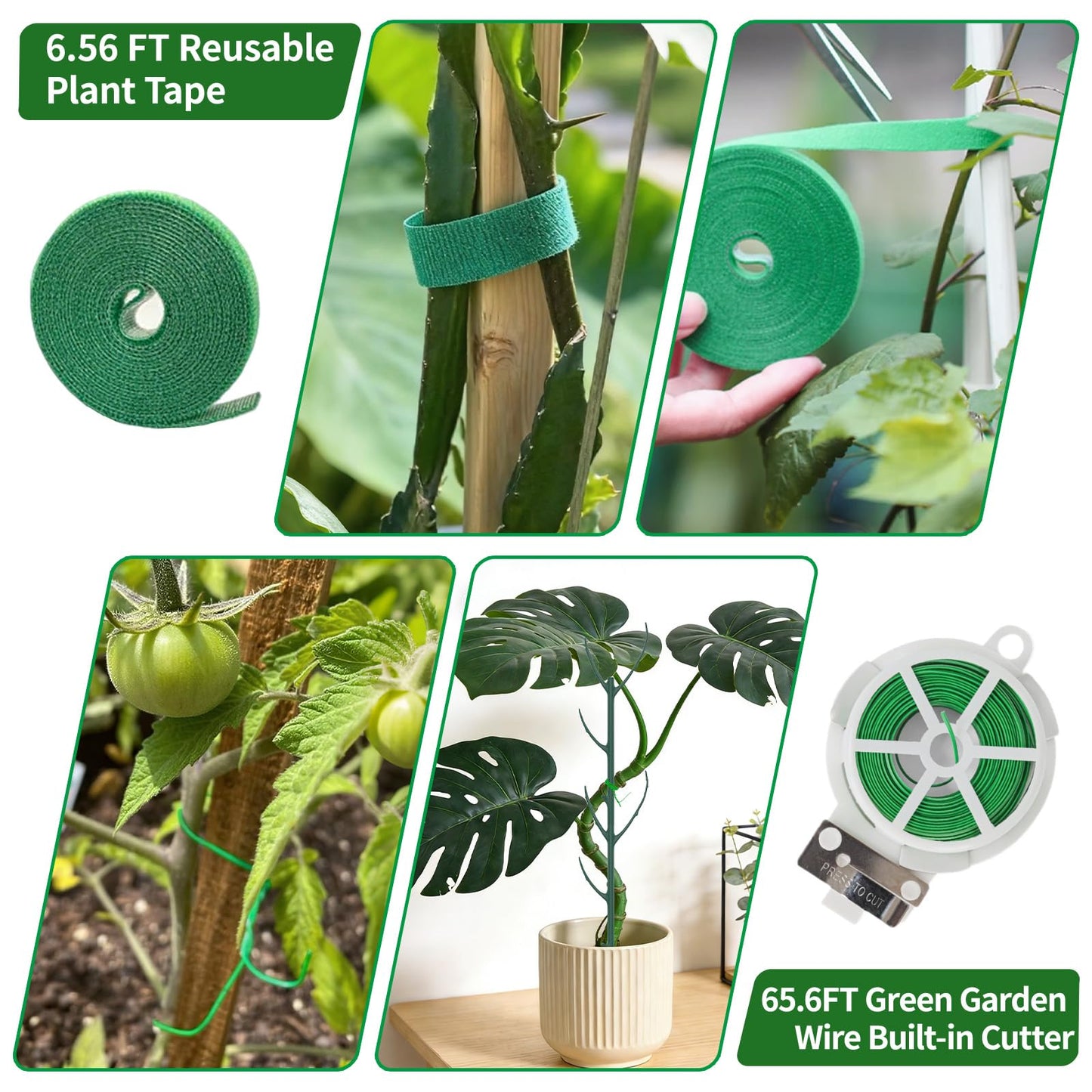 SHAOKAOLU 30Pcs Plant Stakes for Indoor Plants, Stackable Monstera Stake with Stem Supports & Garden Wire for Monstera, Pothos, Money Plant, Outdoor Plants