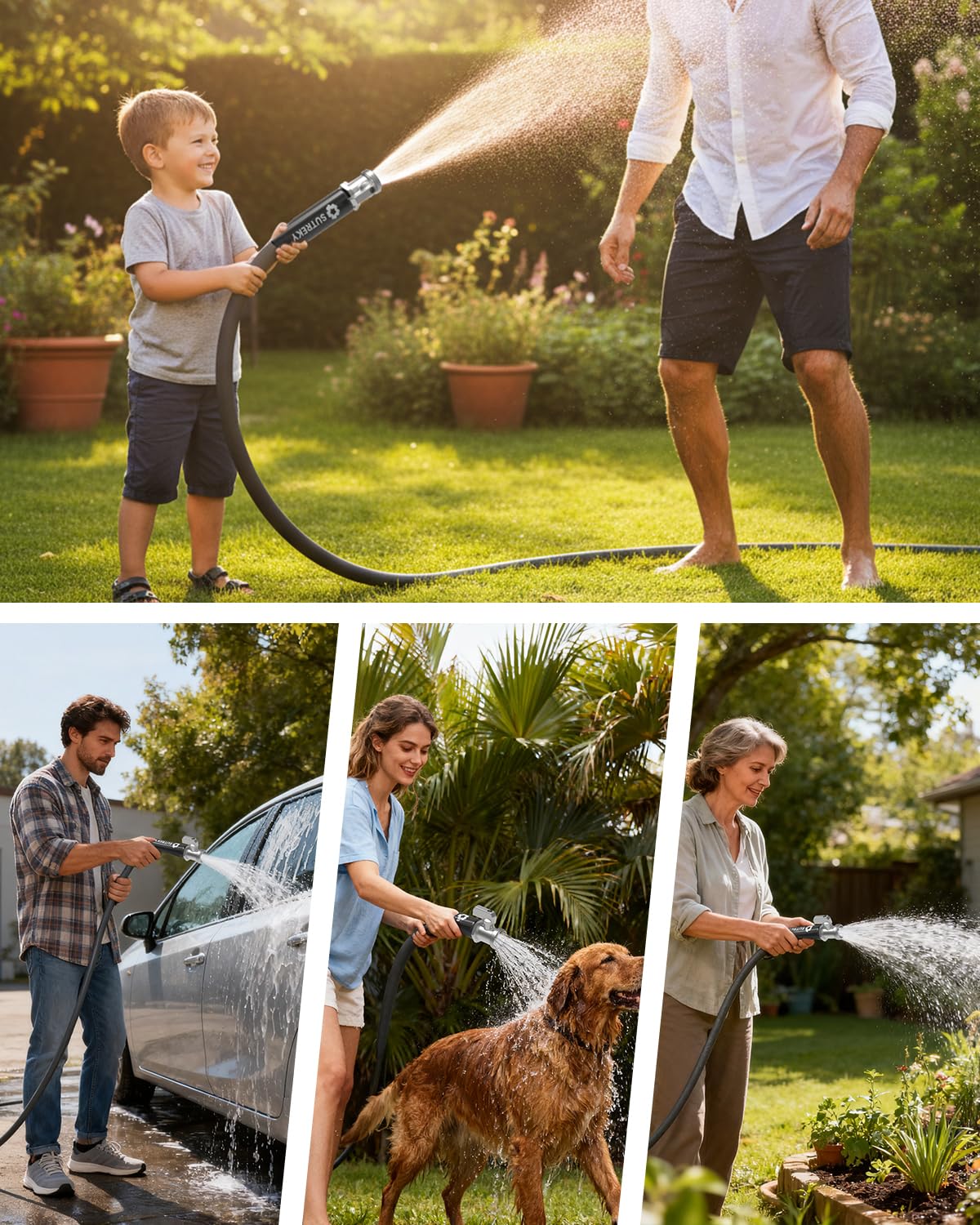 25ft Garden Hose, Ultra Lightweight All-Weather Water Hose, Durable & Flexible, Built-in Valve, Leak-free Connections, TPU Water Hose, Drinking Water Safe