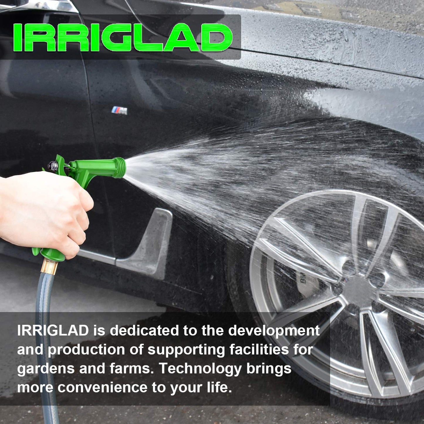 IRRIGLAD Hose Nozzle 2 Pack, Full Size Pistol Grip Water Nozzle Sprayer with Threaded Front, High Pressure Nozzle, Adjustable Spray Water Flow for Watering, Showering Pet, Washing Car, Cleaning, Green