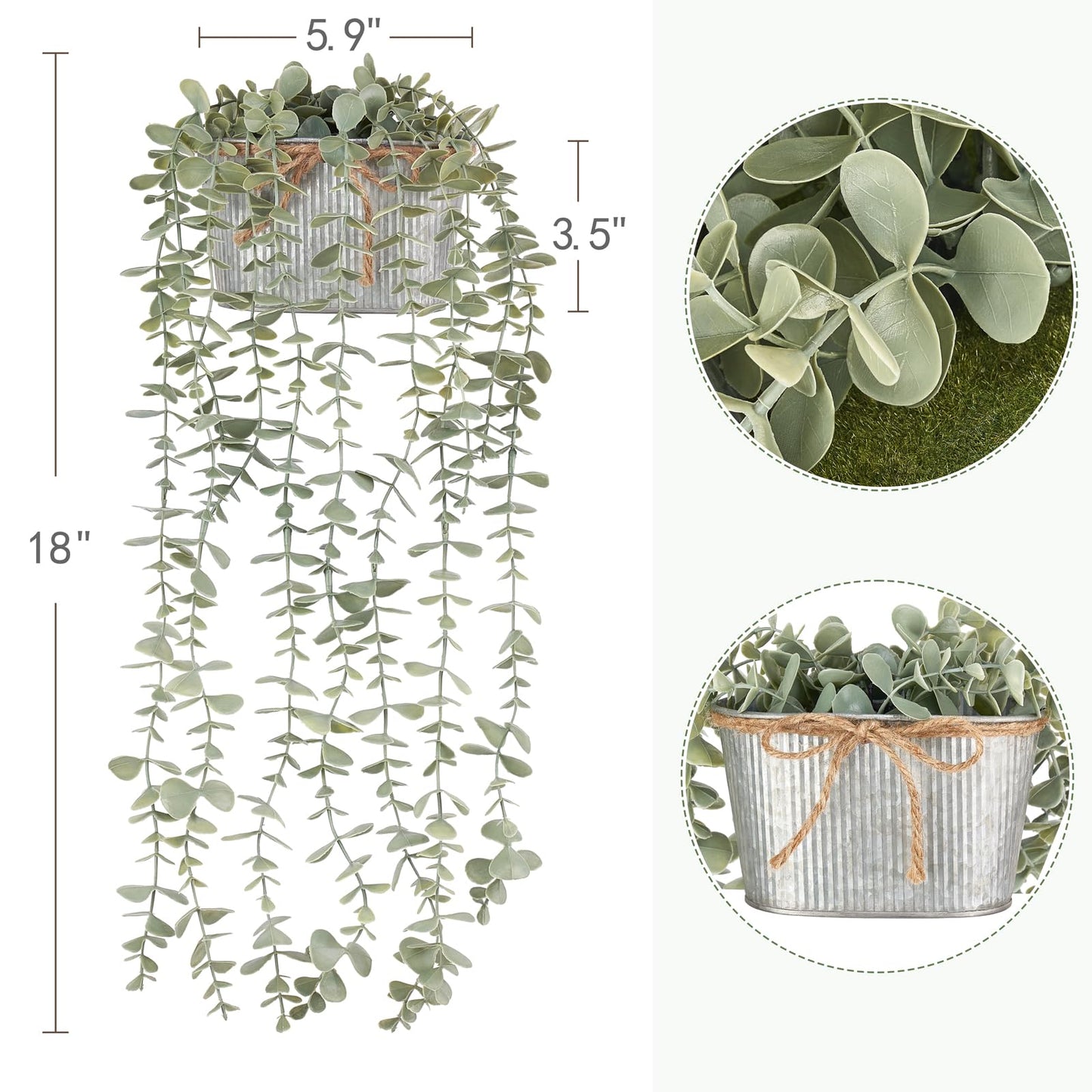 Mkono Artificial Succulent in 3 Pack Mini Glass Geometric Terrarium and Fake Hanging Plants in Farmhouse Galvanized Pots
