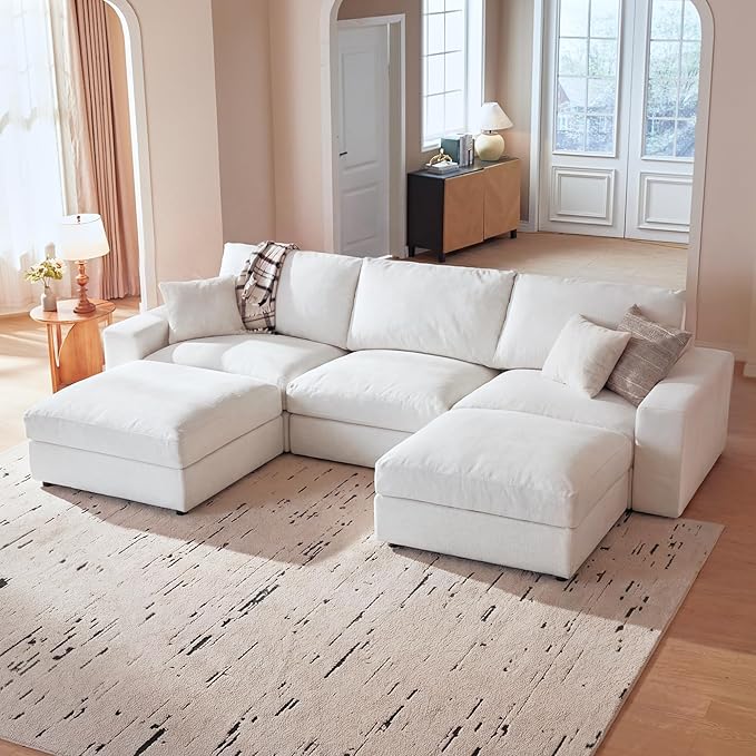 Cloud Couch Sectional 113.8'' Oversized Modular Deep Seat Sofa U Shaped Comfy