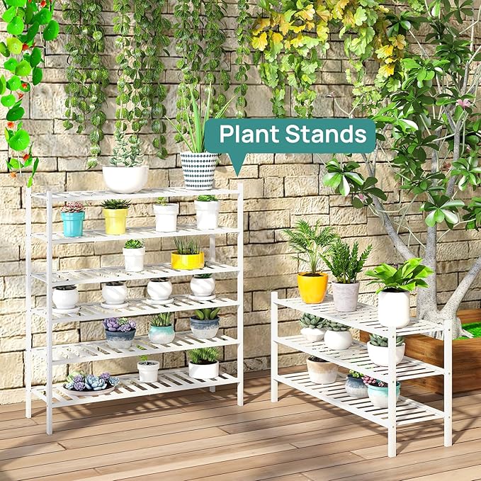 viewcare 3-Tier Long Shoe Rack, Bamboo Wood Shoe Rack