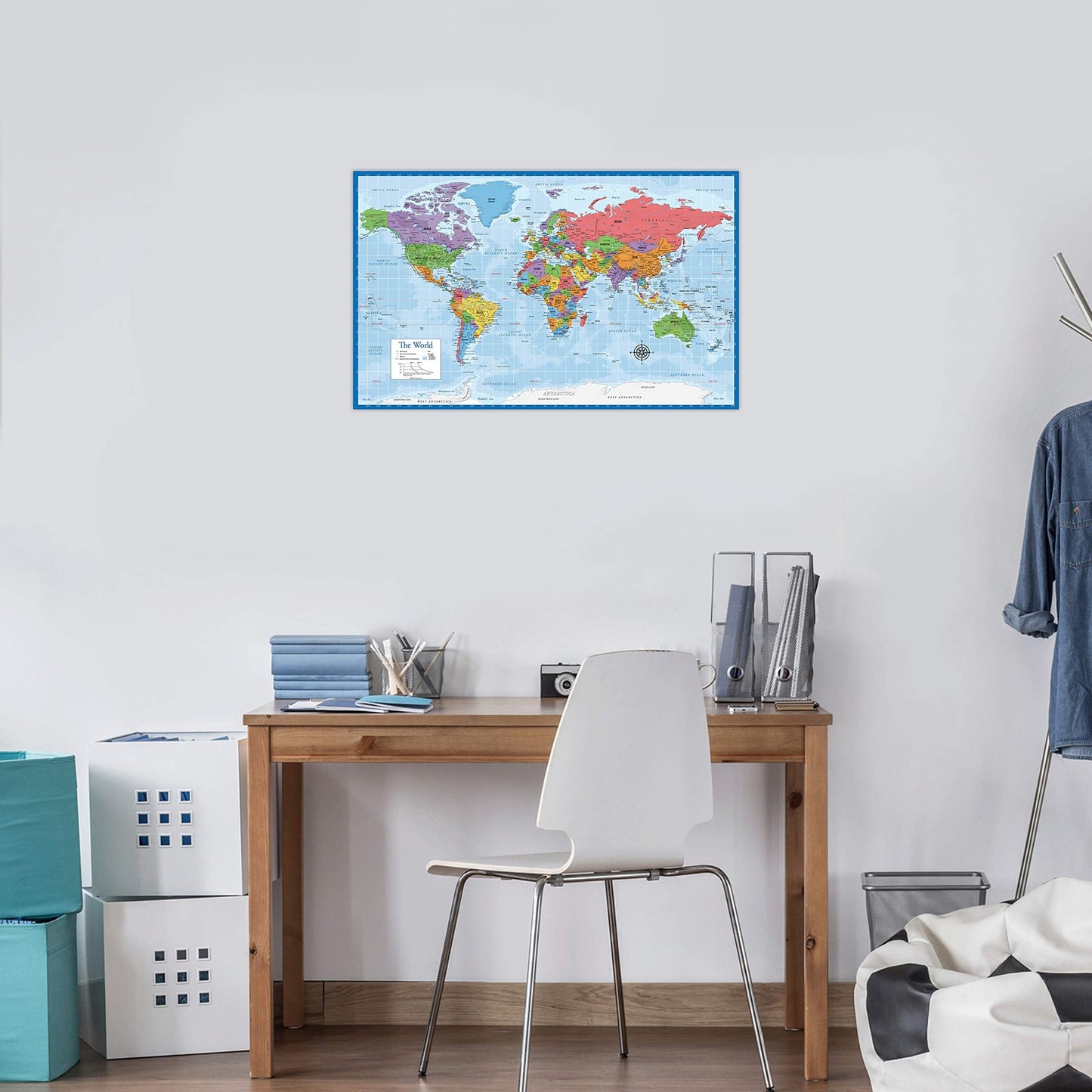 Laminated World Map & US Map Poster Set - 18" x 29" - Wall Chart Maps of the World & United States - Made in the USA - (LAMINATED, 18" x 29")