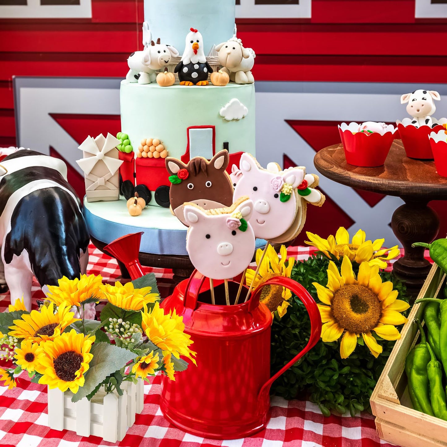 Zhanmai 12 Sets 4 x 4 x 2.8 Inch Fence Decoration Wooden Boxes for Centerpieces, Wooden Farm Fence Box with Removable Foam Blocks for Farm Animal Party Garden Plant Pot Baby Shower Wedding Birthday