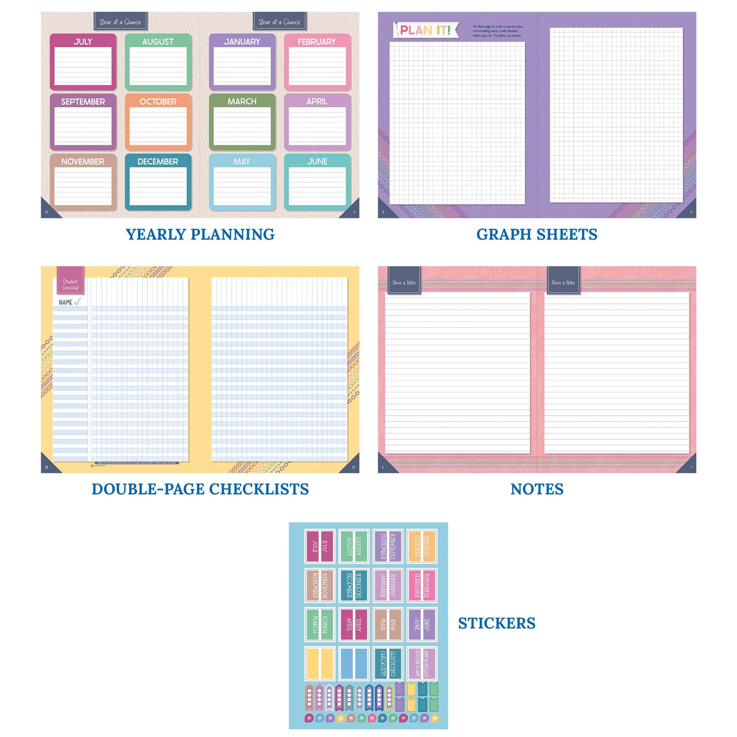 Carson Dellosa Education Crafty & Cool Teacher Planner 2026-2027, Undated 8"x11" Lesson Plan Book With Stickers, Class Schedule,Weekly Calendar, ... Haves, Homeschool Essentials, School Supplies