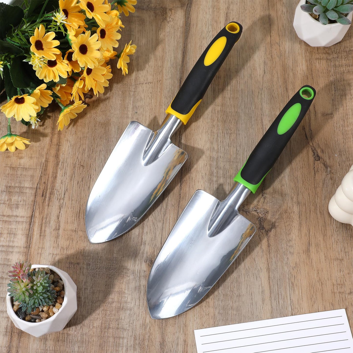 10 Pcs Garden Shovel Aluminum Alloy Heavy Duty Trowel Garden Tool Small Shovels for Digging Metal Hand Trowel Spade with Soft TPR Handle for Lawn Yard Farm Home Shop Planting