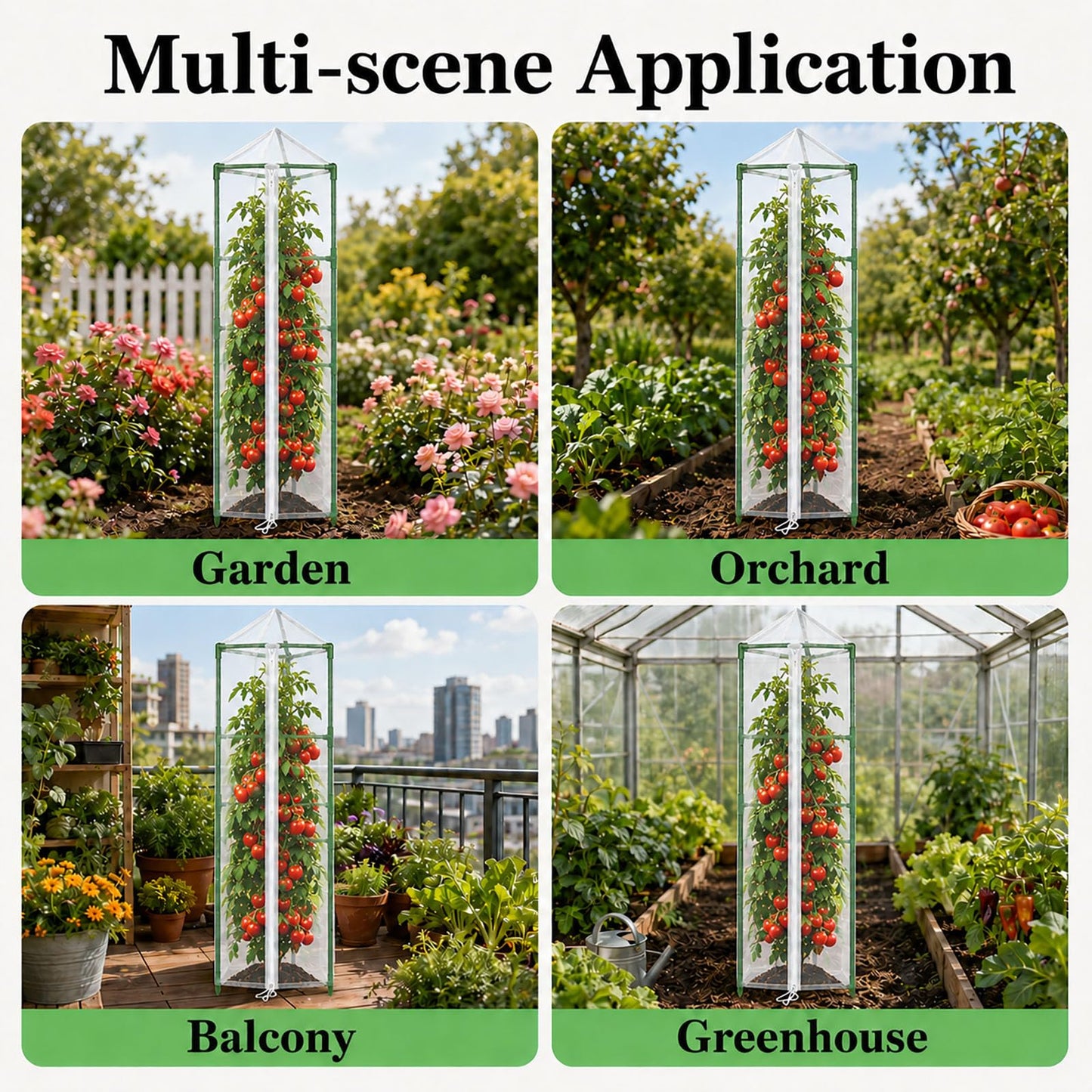 Halatool Garden Tomato Plant Cover Netting, Fits 55ā72" Tall Tomato Cages, Garden Bird Netting with Zipper & Drawstring, Insect Barrier, Plant Covers from Insects Animals, 2 Pack, 61"Ć15.7"