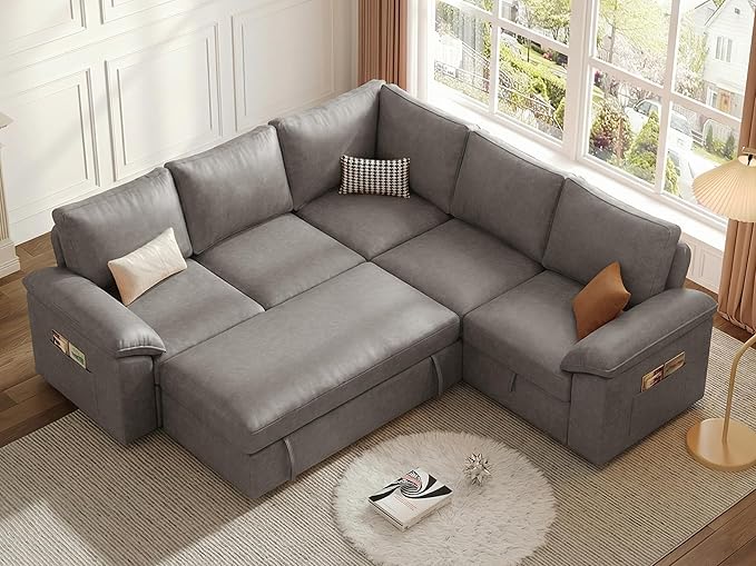85 Inch Faux Leather Modular Sectional Sofa