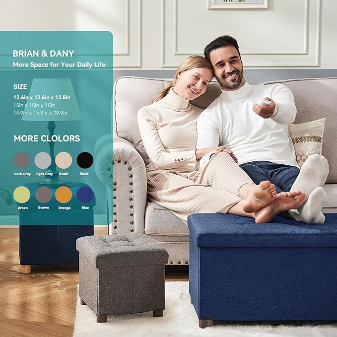BRIAN & DANY Ottoman with Storage, Small Storage Ottoman