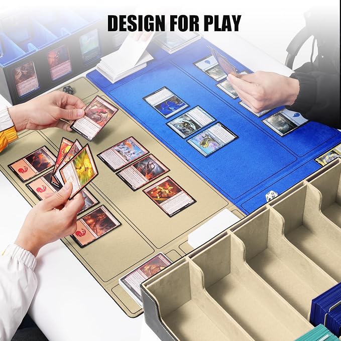 Kabinka Trading Card Storage Box with Commander Display, 5-Row 3900+ MTG Storage Box, Card Deck Box for MTG TCG Sports Card, 5 Top Loaders, 5 Stoppers, 48 Dividers,1 Dice Tray (Black Gold)