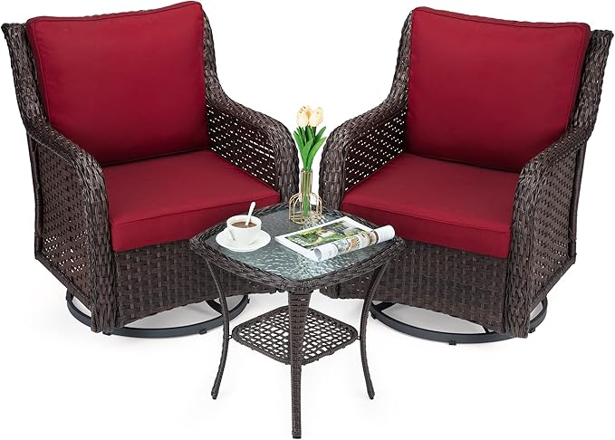 Towallmark Outdoor Swivel Wicker Glider Patio Chairs