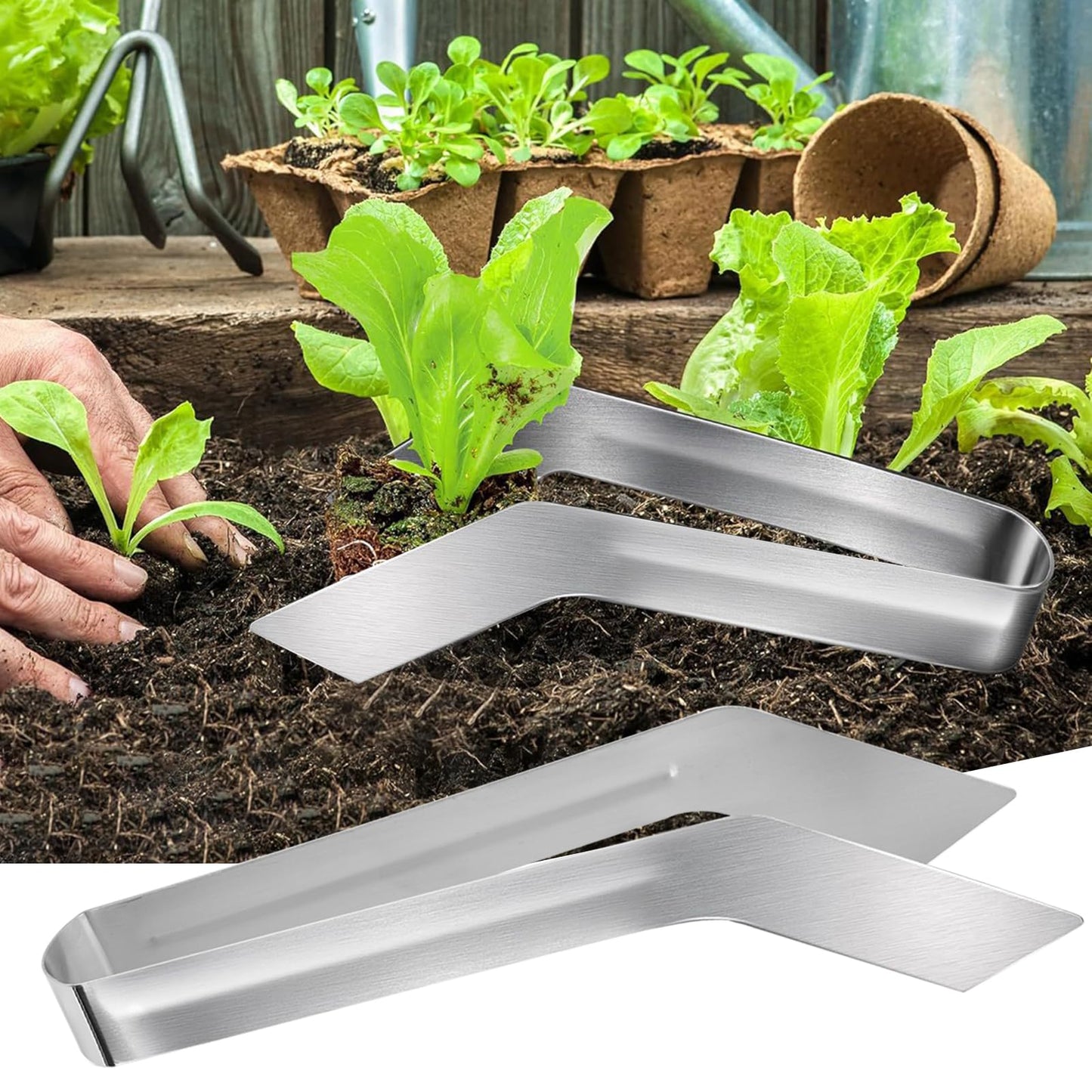 Seedling Transplant Tongs, 6.7 Inch Stainless Steel Gardening Plants Seedling Transplant Tool, Rustproof Mooth Handle Remove Transplant Pliers for Reducing Root Damage (6.7 inch)