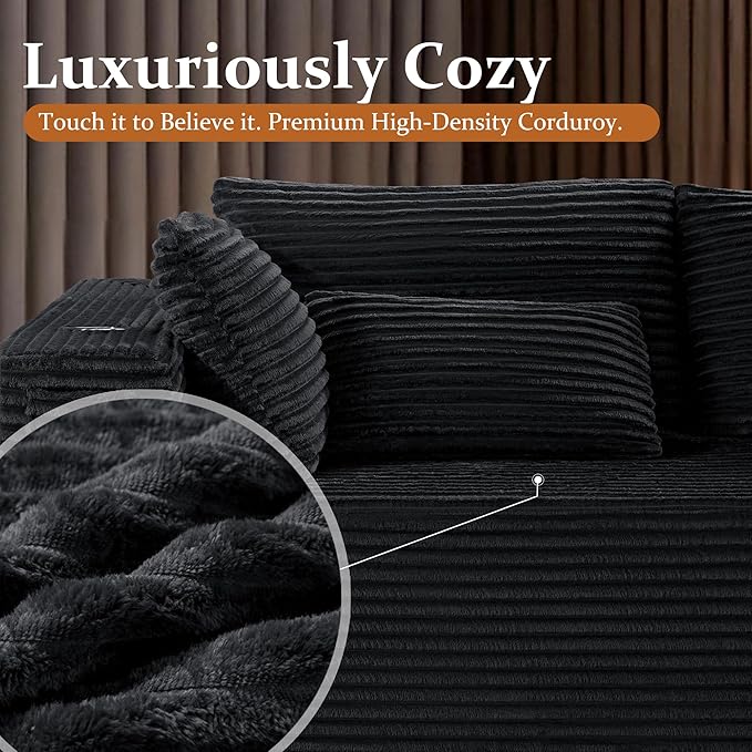 138" Cloud Sectional Couch, Comfort L Shaped Boneless Couch