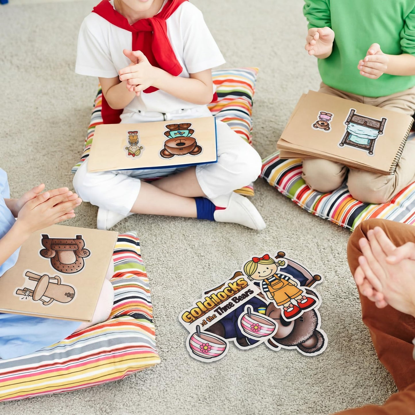 Peryiter 24 Pack Goldilocks and The Three Bears Felt Board Story Sets Precut Flannel Board Figures Stories for Preschool Toddlers Stories Play Activity