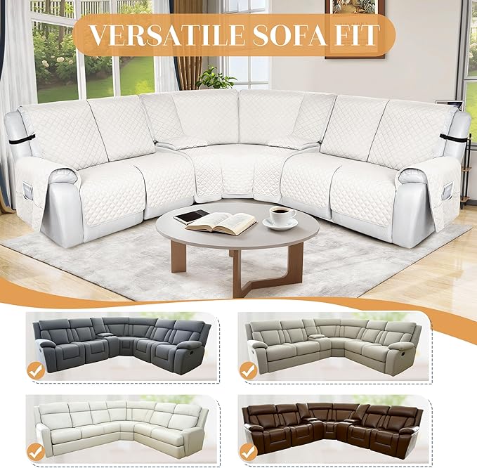 HDCAXKJ 100% Waterproof Reclining Sectional Couch Covers L Shape Recliner Sofa